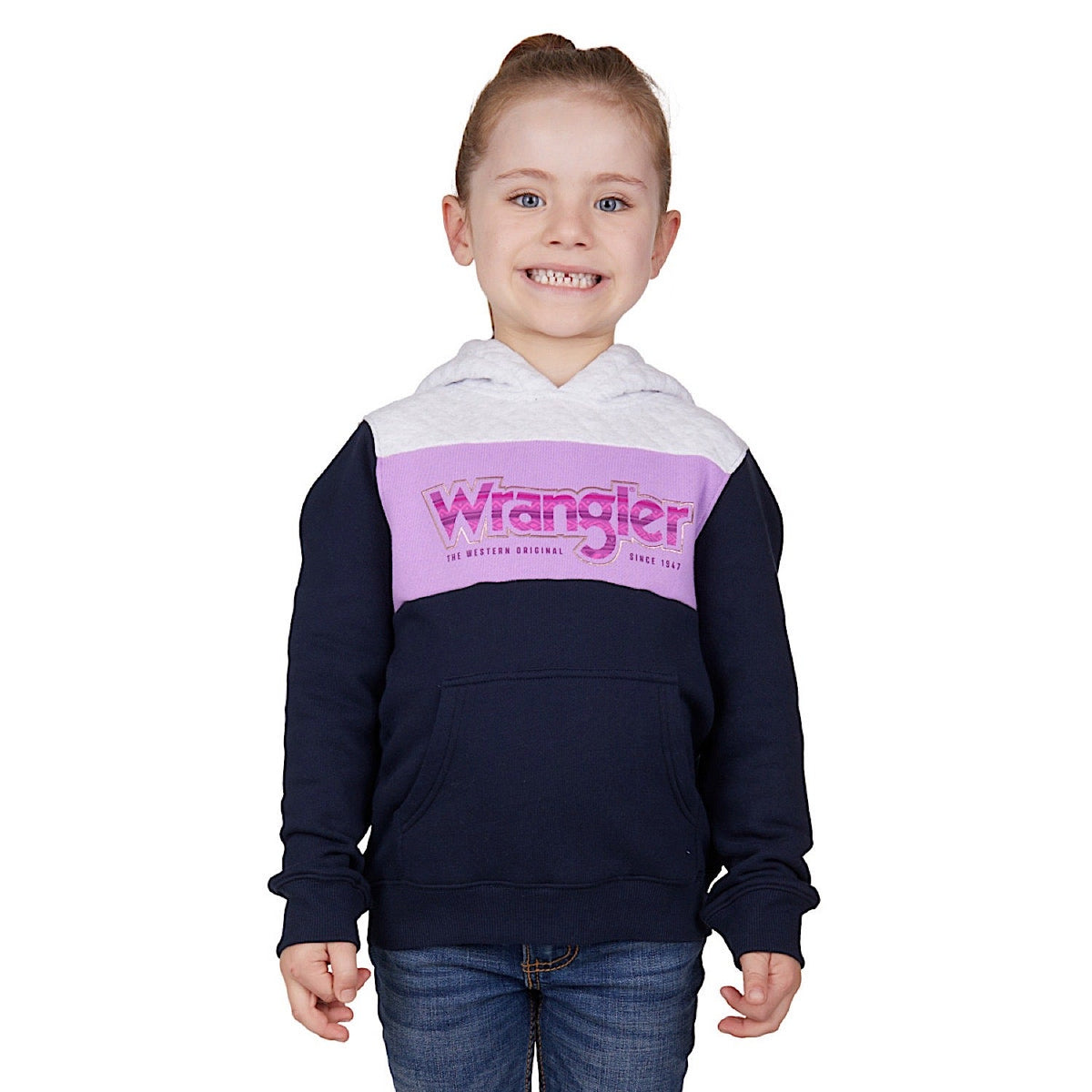 Wrangler Girls Salley Pullover Hoodie - Navy/White Marle