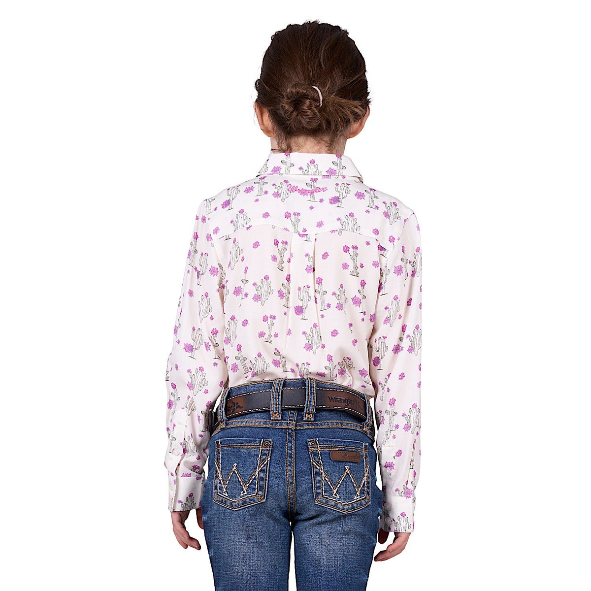 Wrangler Girl’s Valerie Print Logo Long Sleeve Shirt - Ivory