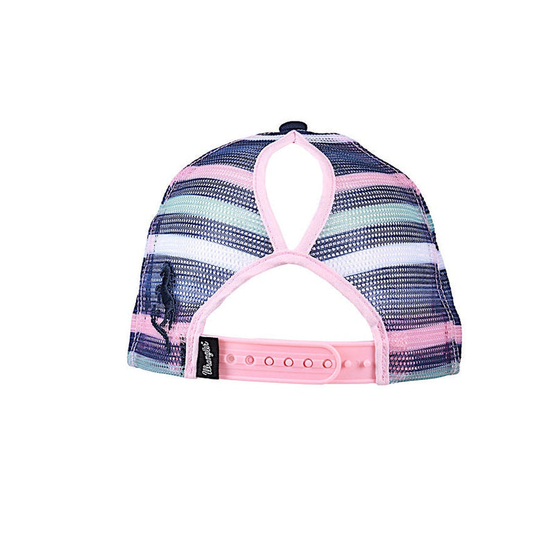 Wrangler Kid’s Tori High Profile Ponytail Trucker Cap - Navy/Pink