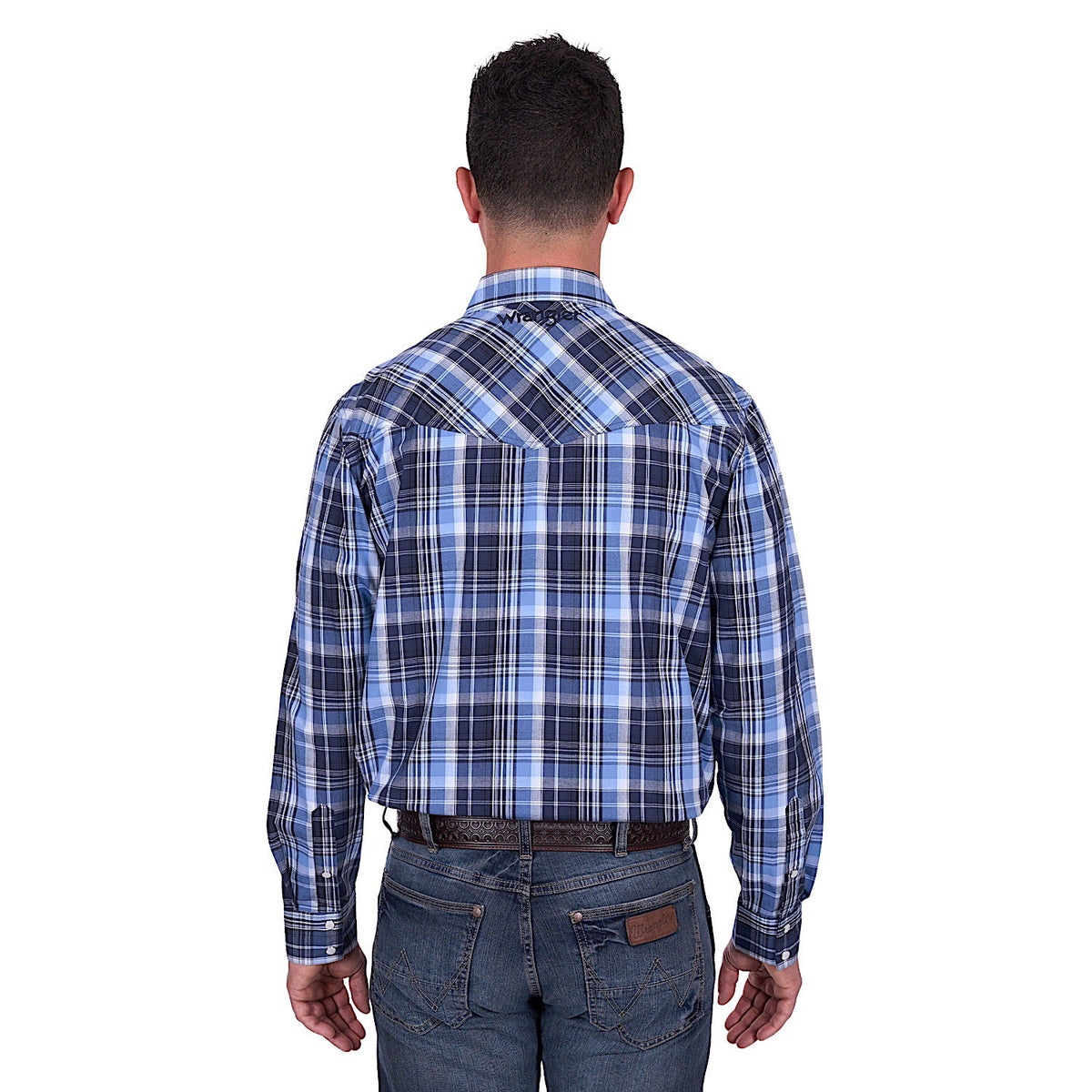 Wrangler Men’s Billy Logo Shirt - Navy/Light Blue