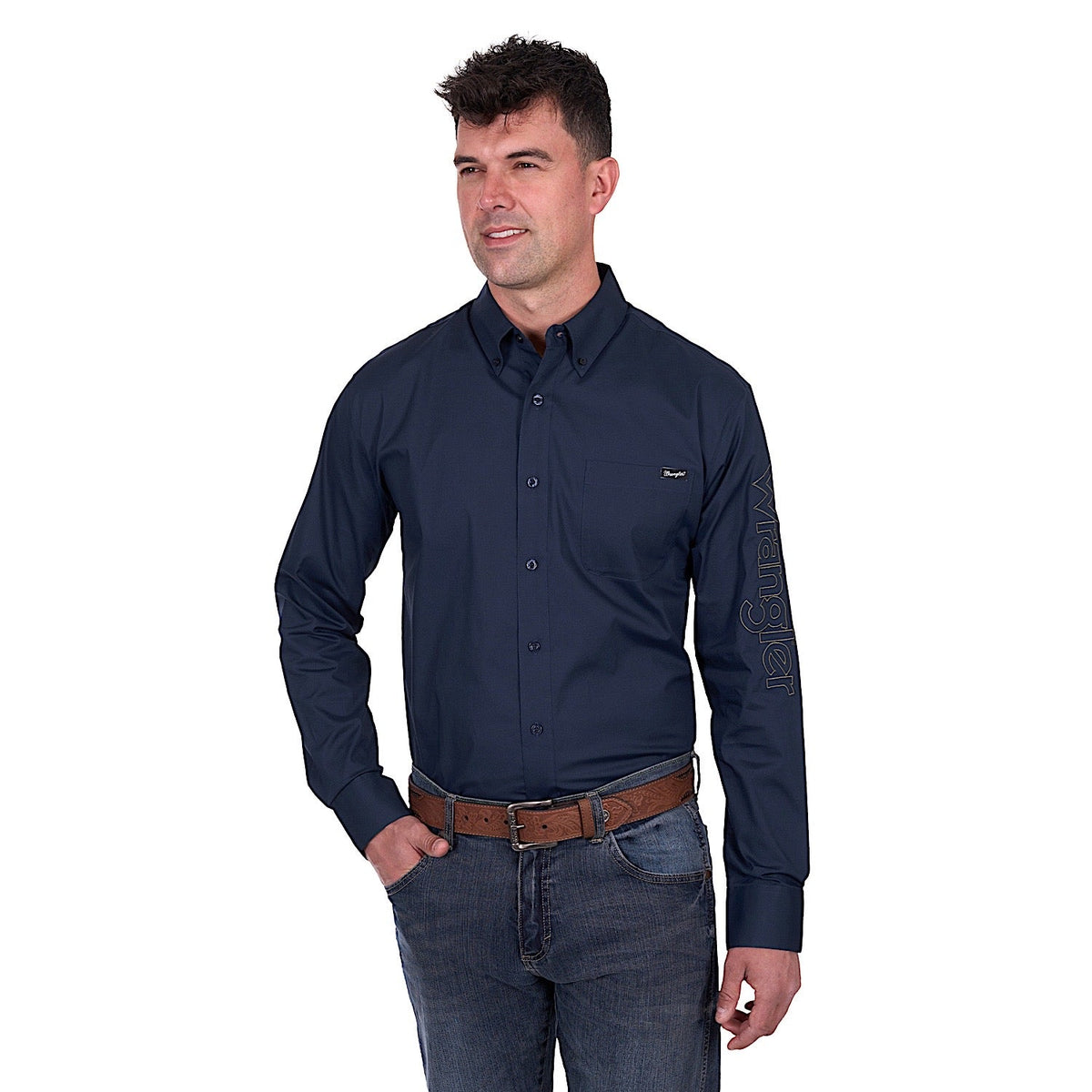Wrangler Men’s Brad Logo Shirt - Navy