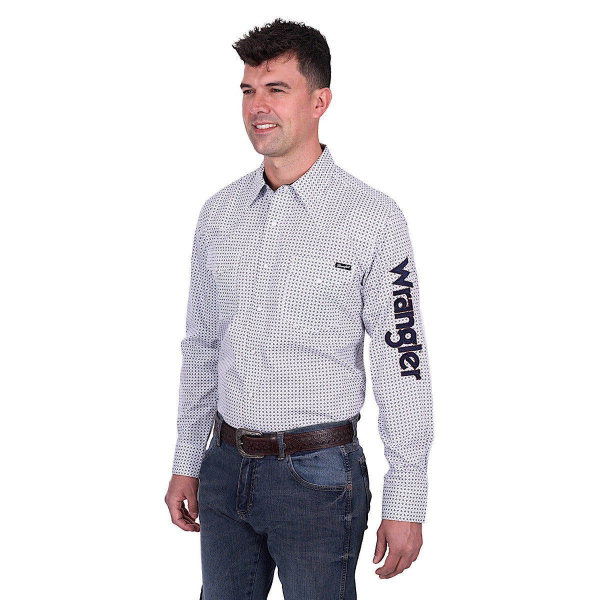 Wrangler Men’s Brent Logo Shirt - White/Navy