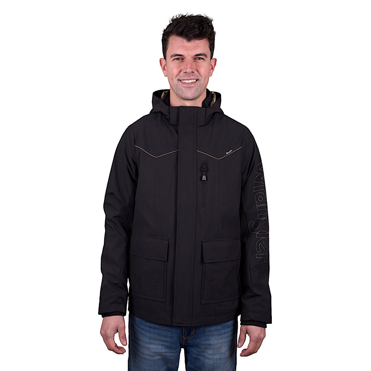 Wrangler Men’s Cade Logo Softshell Jacket - Black