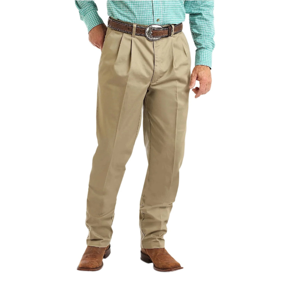 Wrangler Men’s Casual Pleated Front Relaxed Fit Pants - Khaki