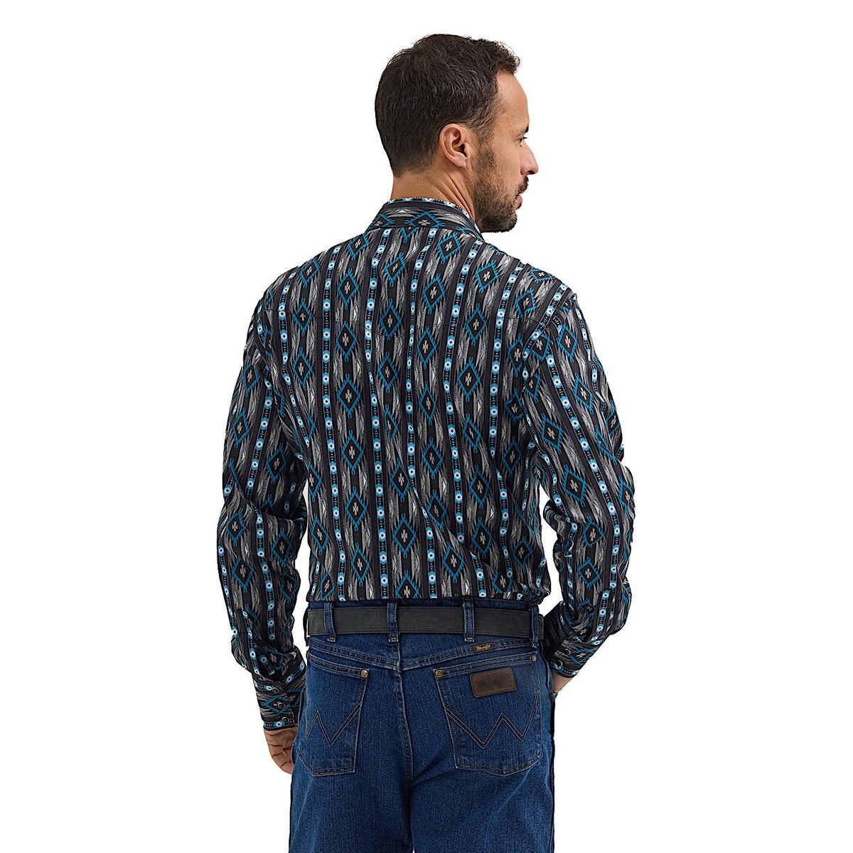 Wrangler Men’s Checotah Aztec Western Shirt - Black