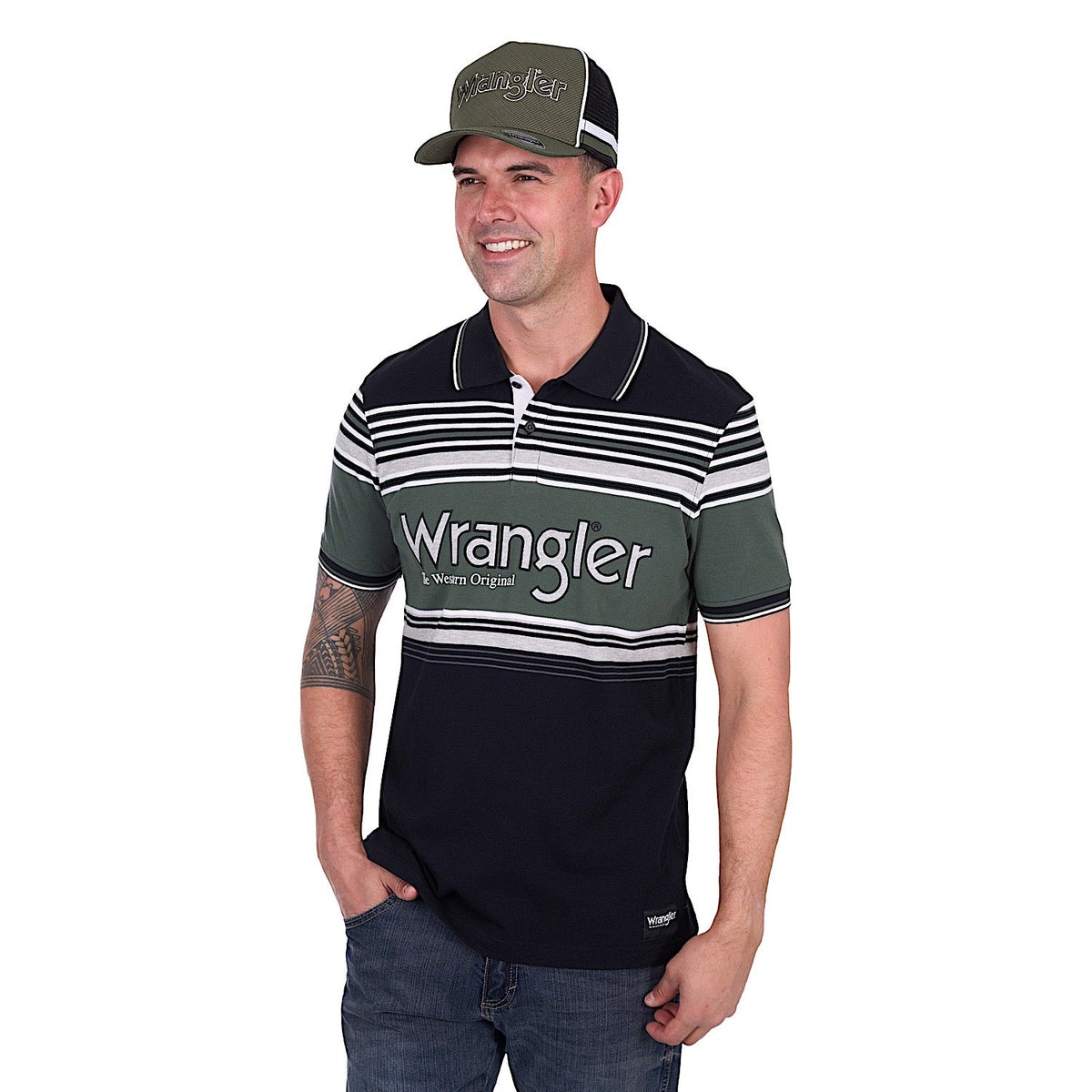 Wrangler Men’s Chris Polo - Black/Cypress