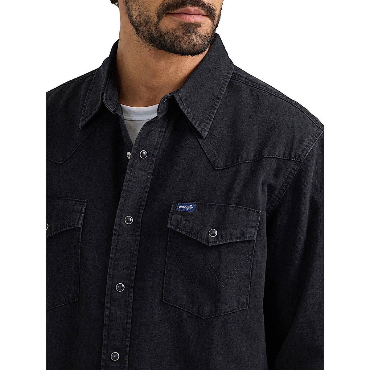 Wrangler Men’s Classic Fit Denim Shirt - Black Denim