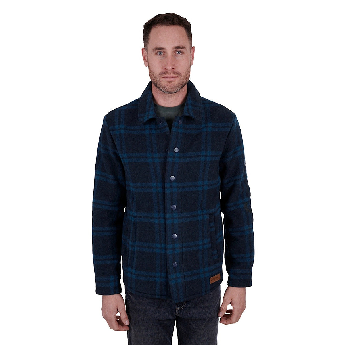 Wrangler Men’s Daniel Logo Wool Overshirt Navy