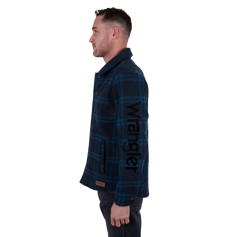 Wrangler Men’s Daniel Logo Wool Overshirt Navy