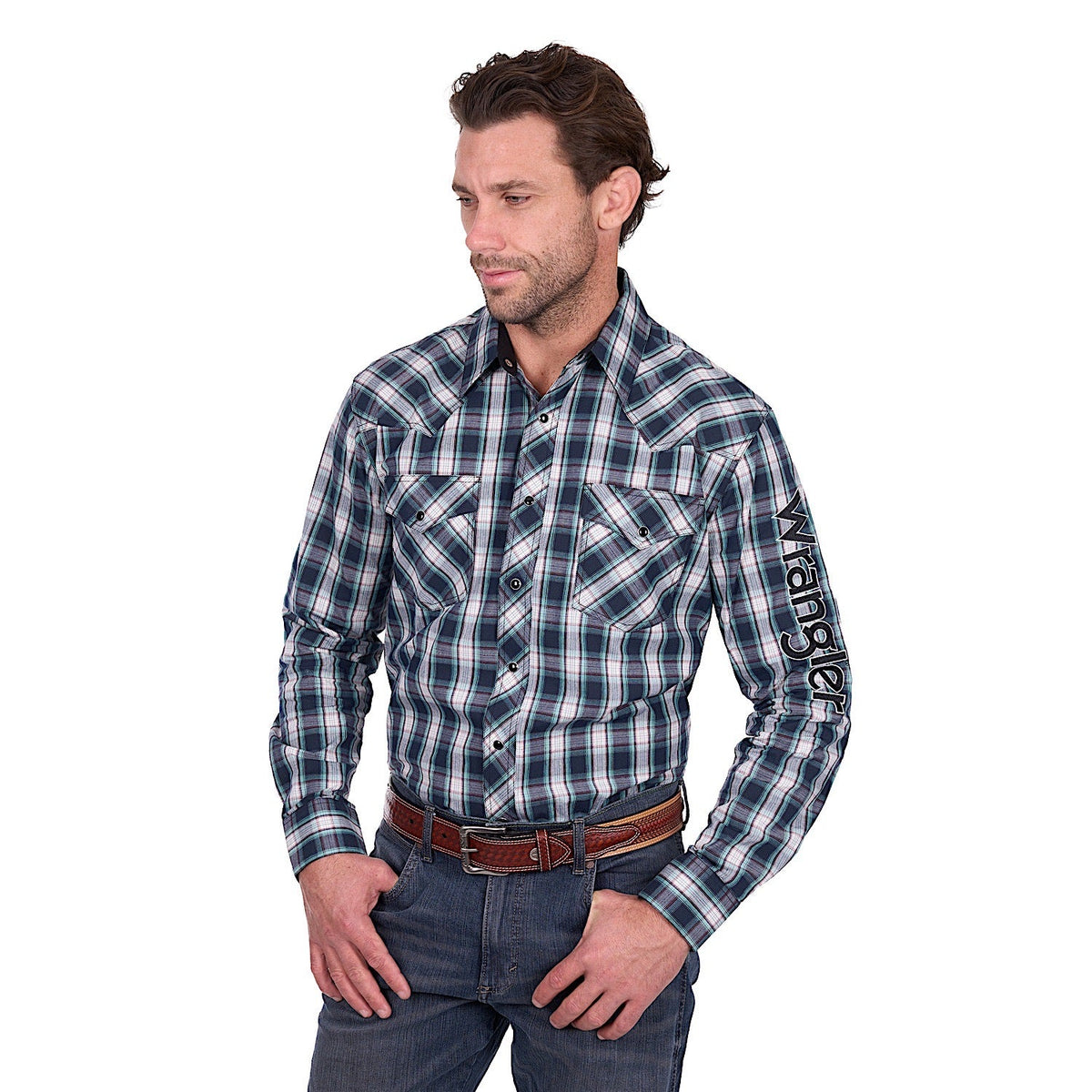 Wrangler Men’s Dustin Logo Shirt - Black/Green