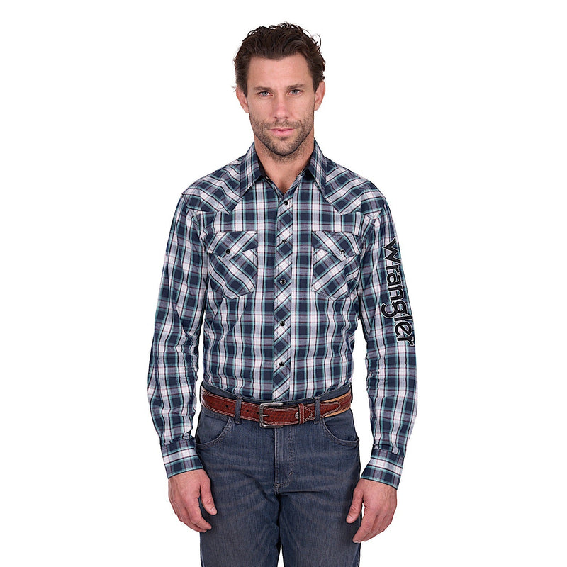 Wrangler Men’s Dustin Logo Shirt - Black/Green