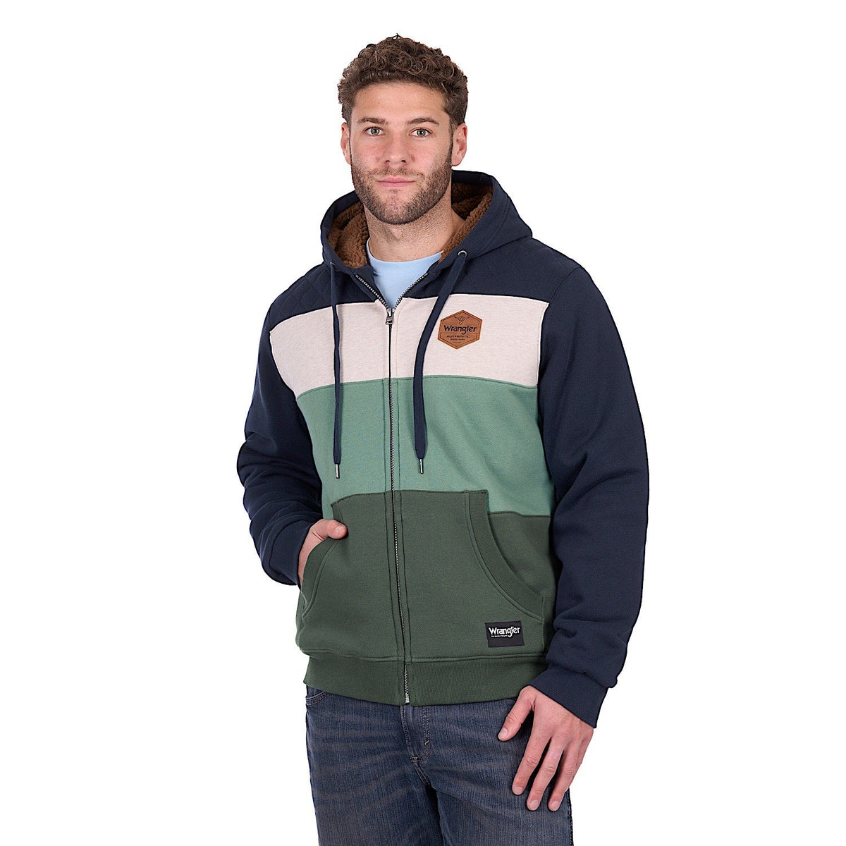 Wrangler Men’s Dwayne Zip Up Hoodie - Navy/Cypress