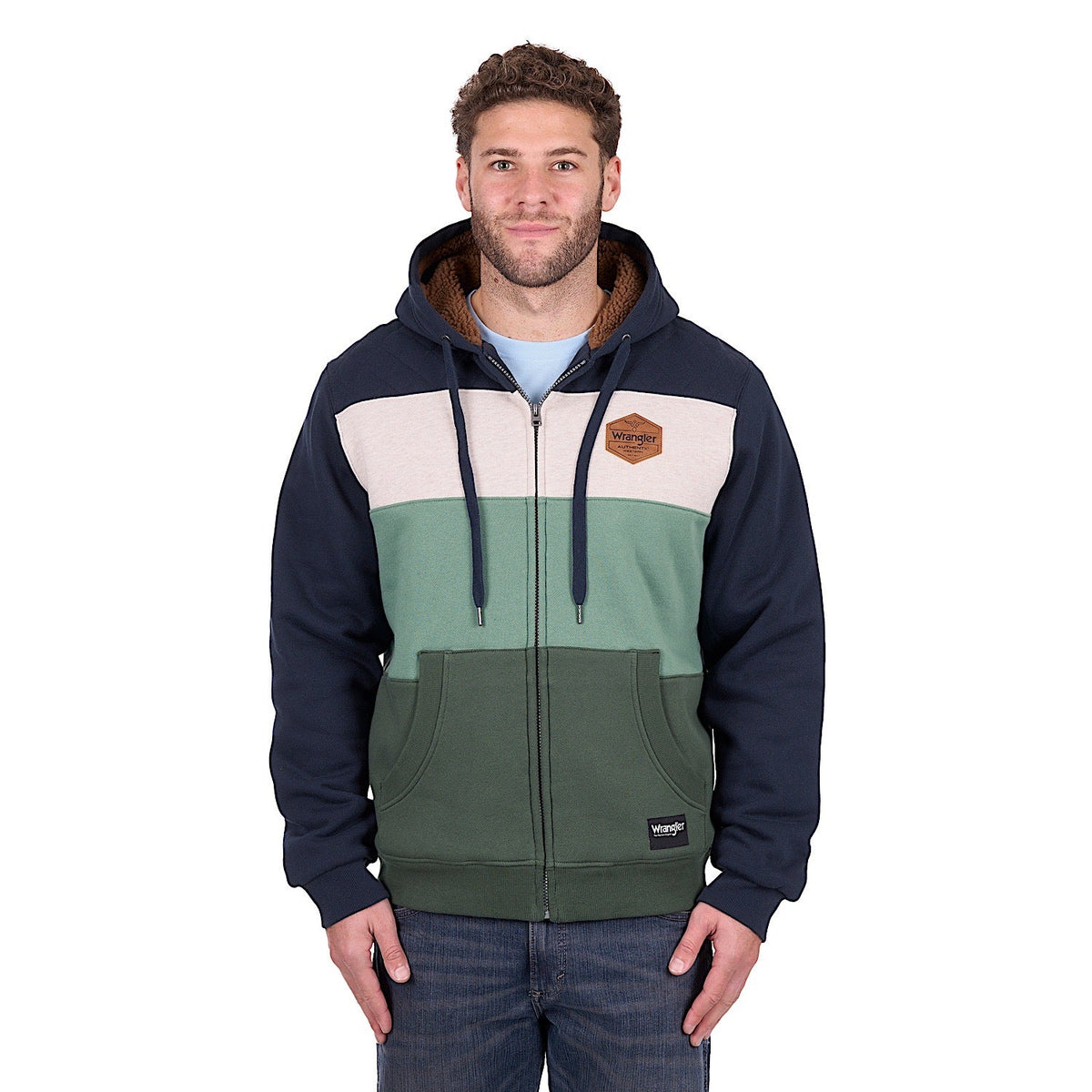 Wrangler Men’s Dwayne Zip Up Hoodie - Navy/Cypress