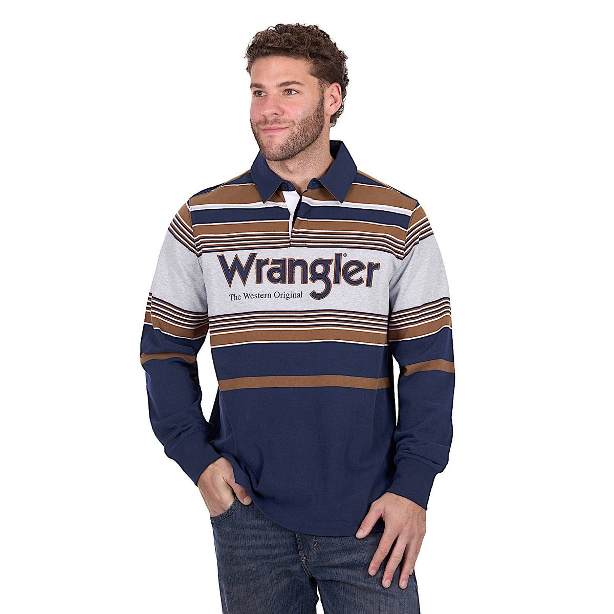 Wrangler Men’s Federick Rugby - Navy/Tan