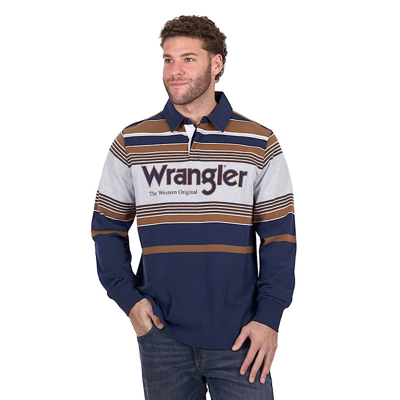 Wrangler Men’s Federick Rugby - Navy/Tan