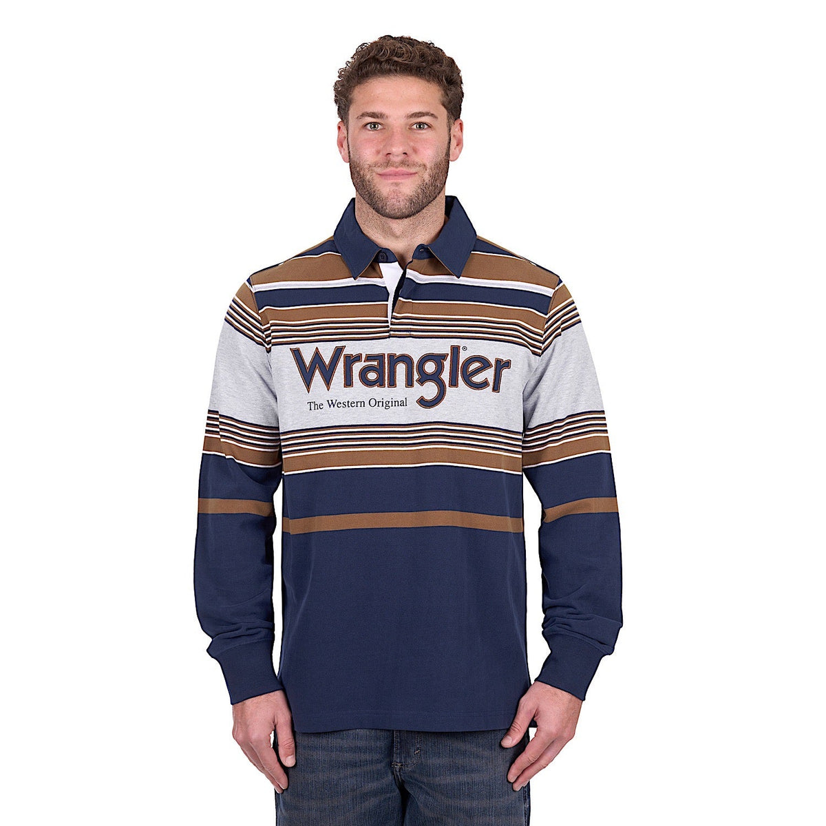 Wrangler Men’s Federick Rugby - Navy/Tan