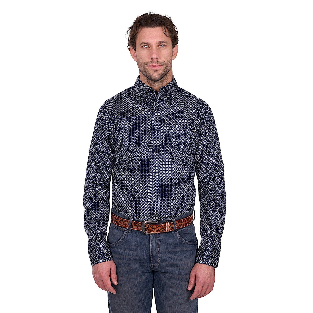 Wrangler Men’s Jacob Shirt - Navy/Tan