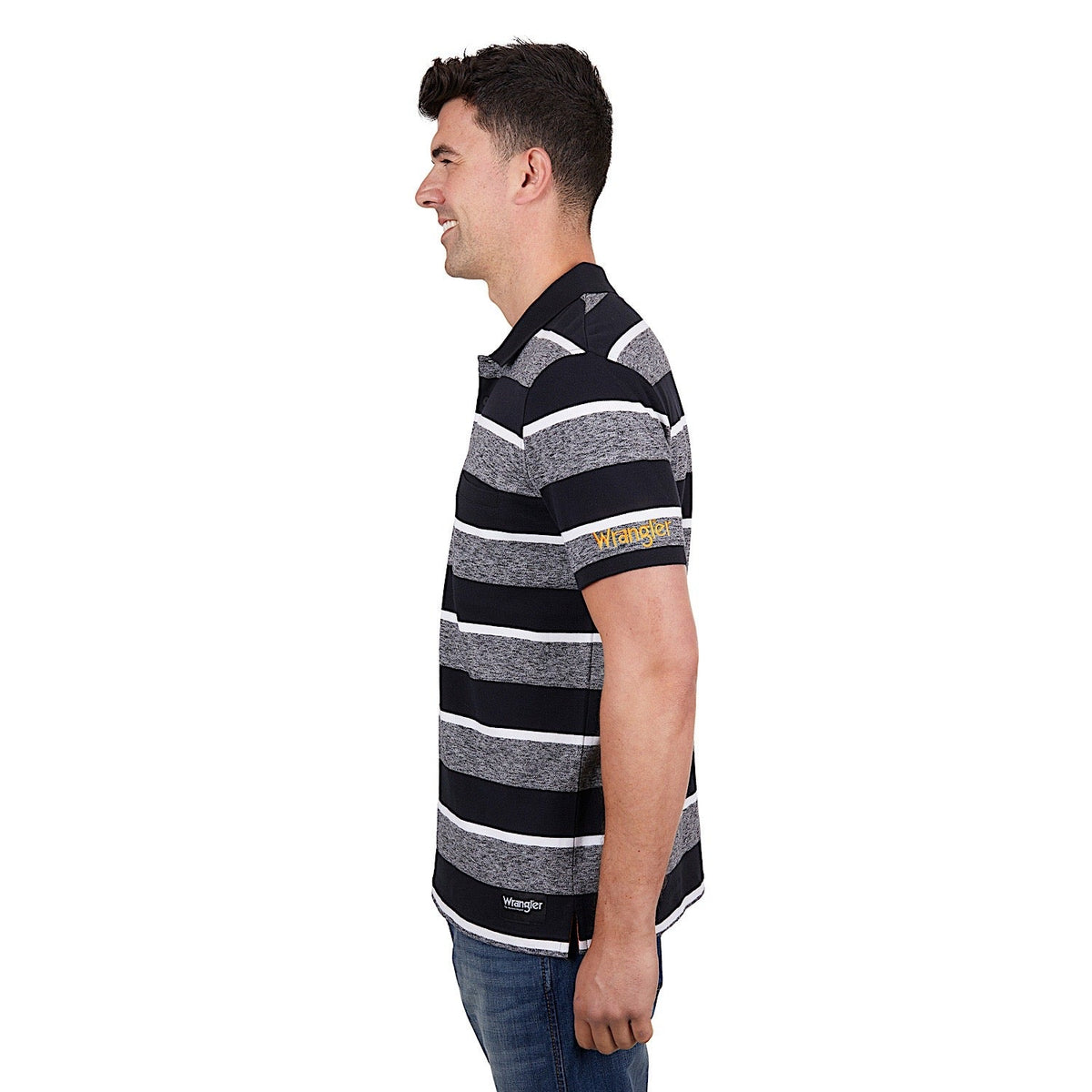 Wrangler Men’s Jake 1 Pocket Polo Charcoal Marle/Black