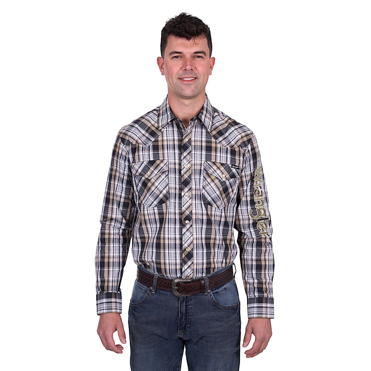 Wrangler Men’s Joel Logo Shirt - Black/Tan