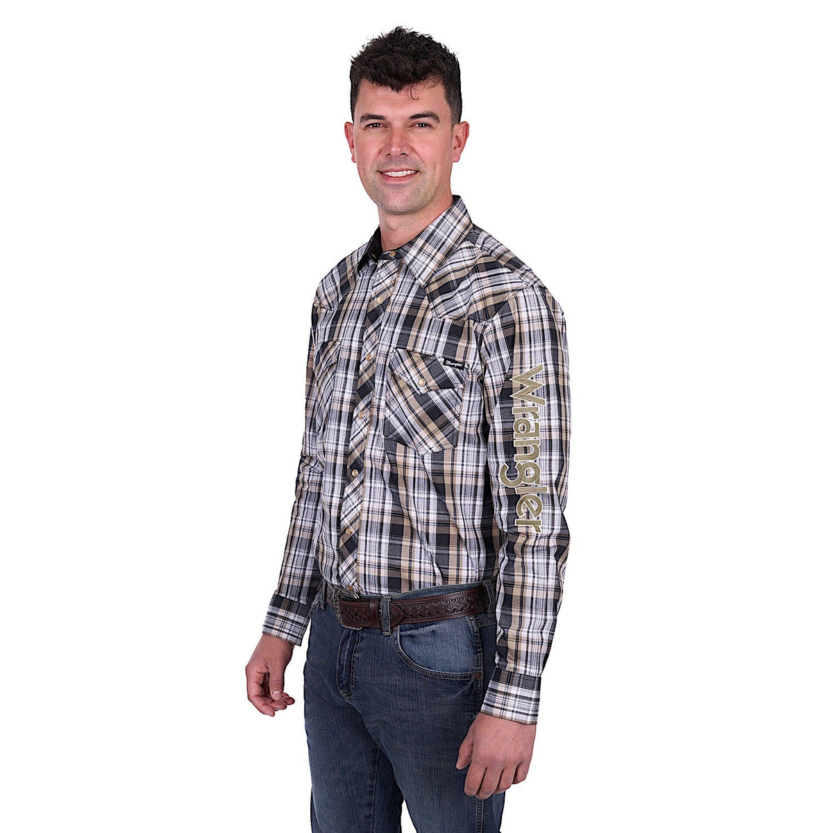 Wrangler Men’s Joel Logo Shirt - Black/Tan