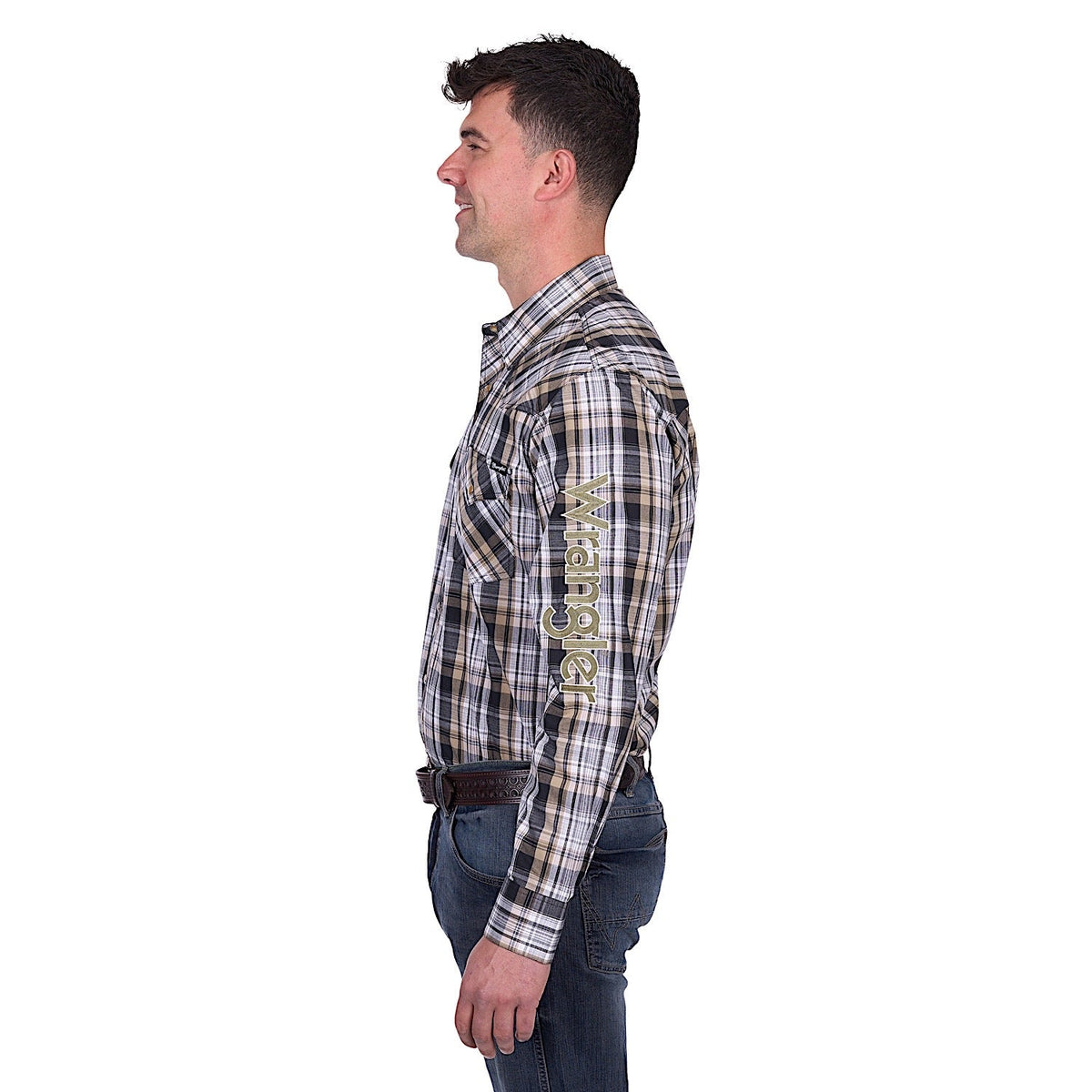 Wrangler Men’s Joel Logo Shirt - Black/Tan