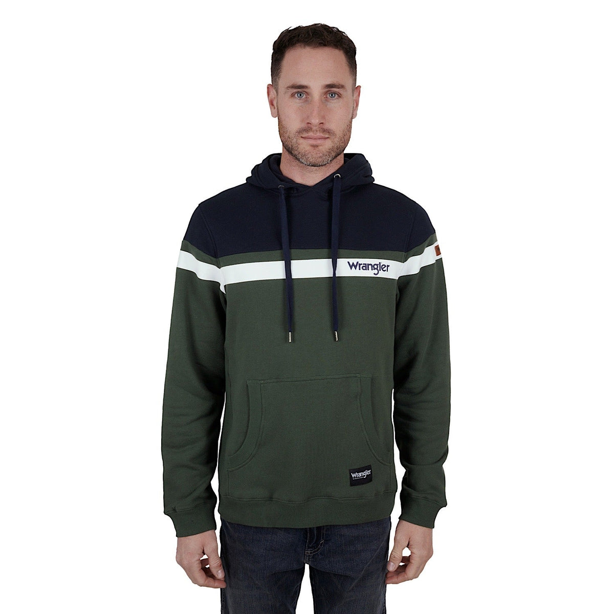 Wrangler Mens Jonathon Pullover Hoodie Navy/Cypress