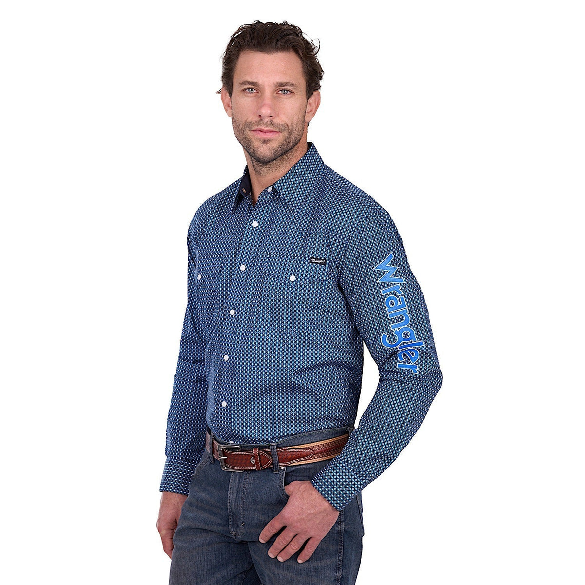 Wrangler Men’s Kylie Logo Shirt - Navy/Blue