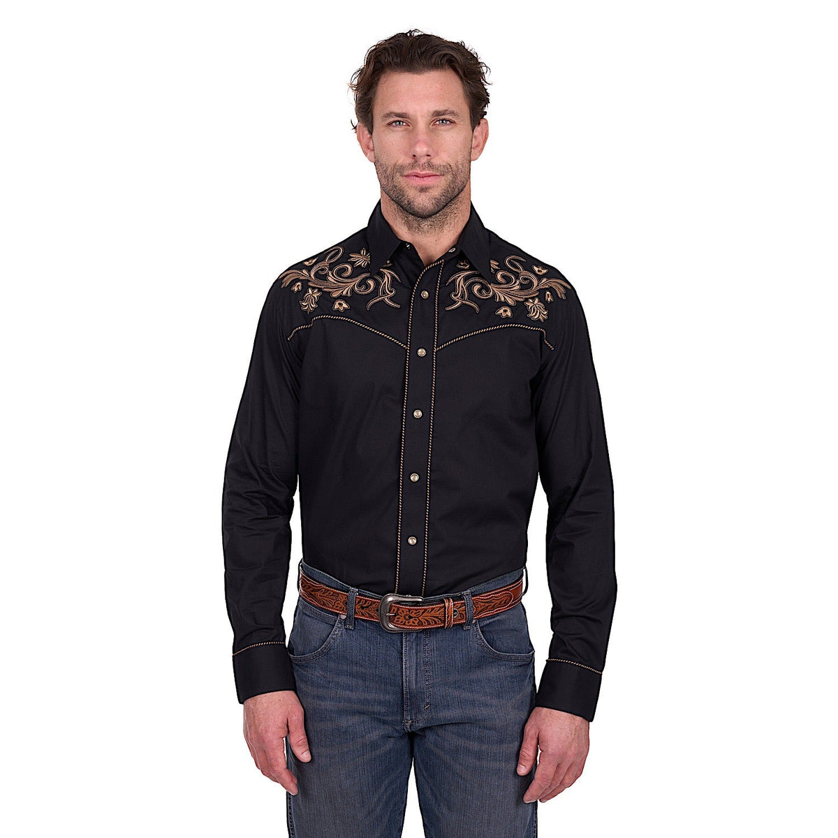 Wrangler Men’s Luke Embroidered Shirt - Black