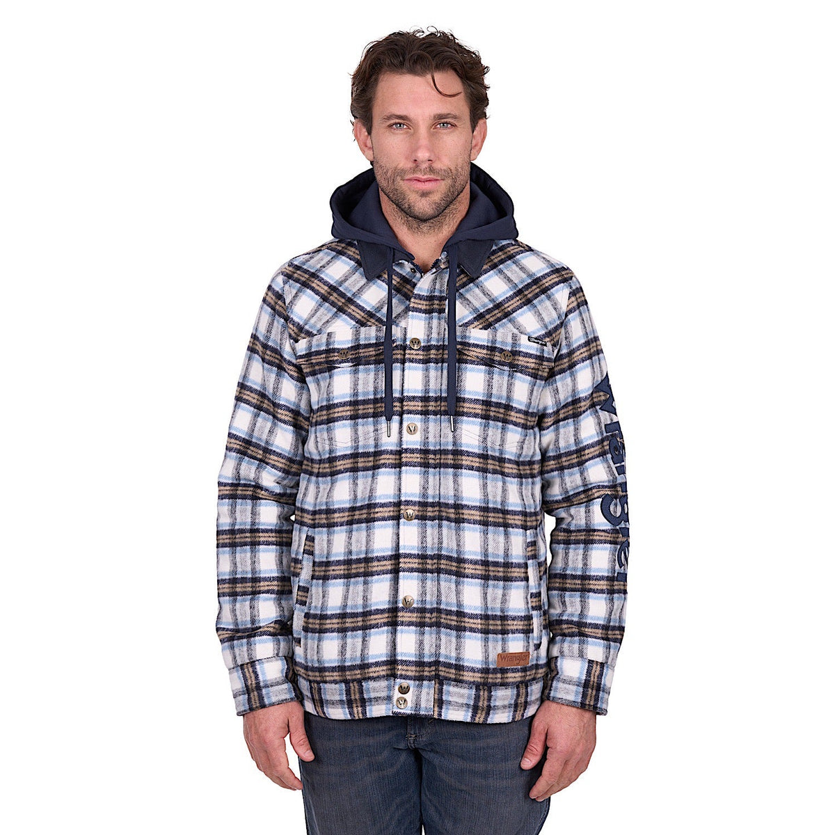 Wrangler Men’s Mitchell Logo Shirt Jacket - Blue/White