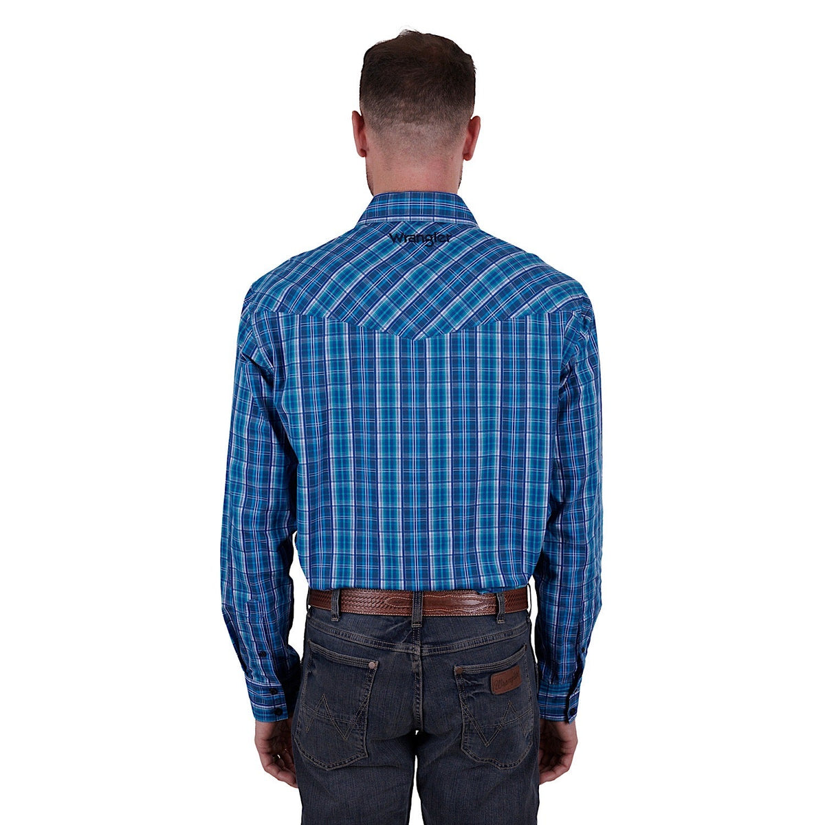 Wrangler Men’s Mitchell Western Button Down Shirt Blue