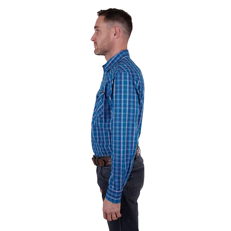 Wrangler Men’s Mitchell Western Button Down Shirt Blue