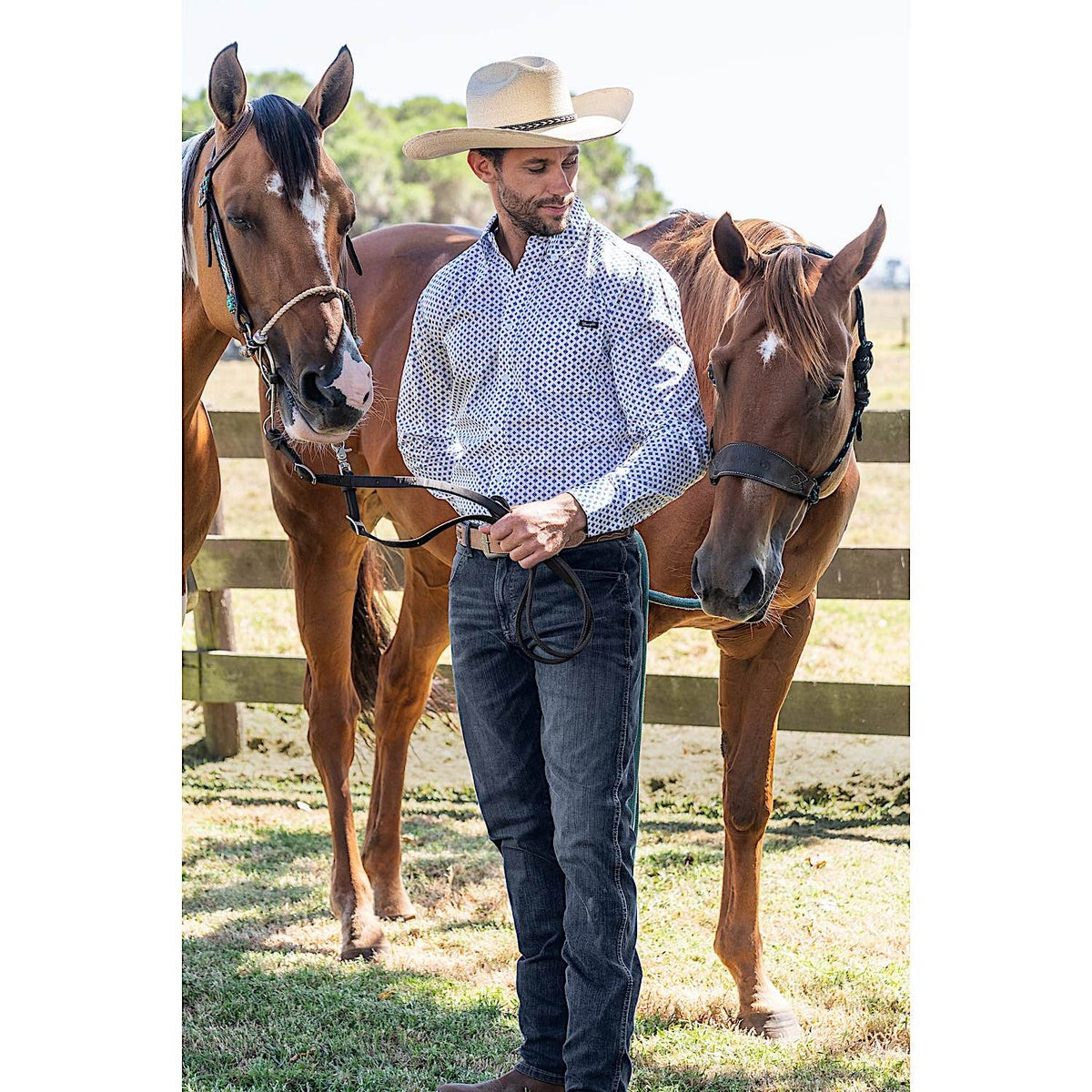 Wrangler Men’s Nick Shirt Royal/Orange