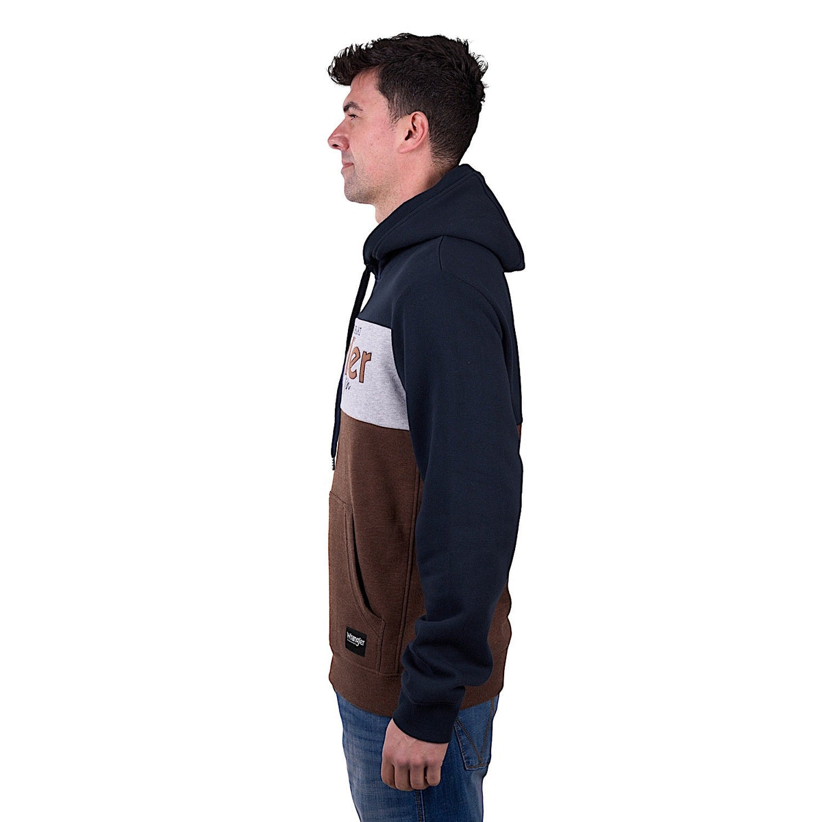 Wrangler Men’s Paul Pullover Hoodie - Navy/Dark Tan