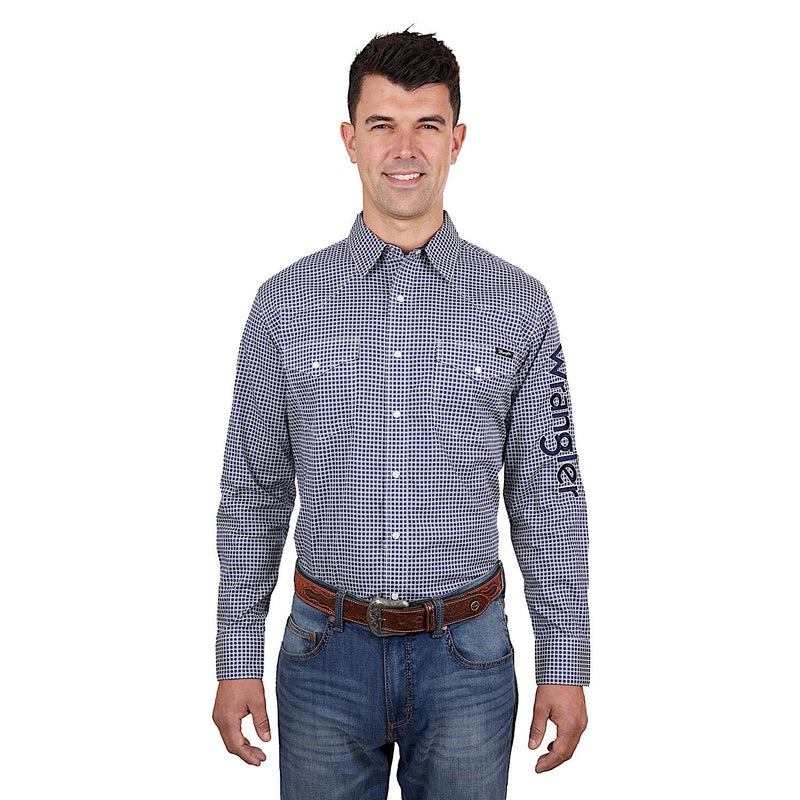 Wrangler Men’s Peter Logo Shirt Navy/Tan