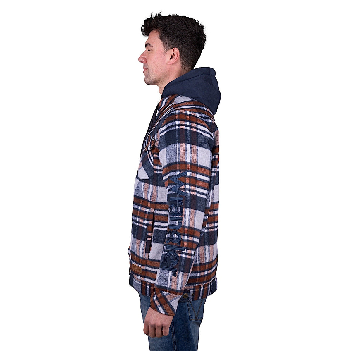 Wrangler Men’s Reid Logo Wool Shirt Jacket - Navy/Tan