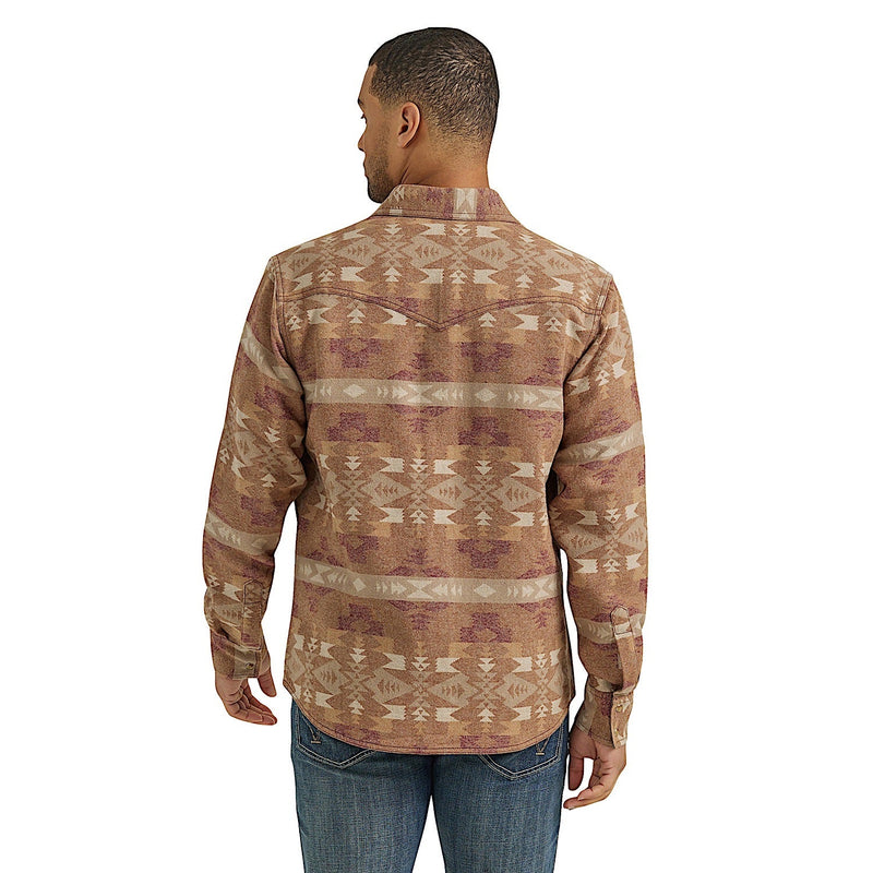 Wrangler Men’s Retro Premium Snap Shirt Jacket - Brown Aztec