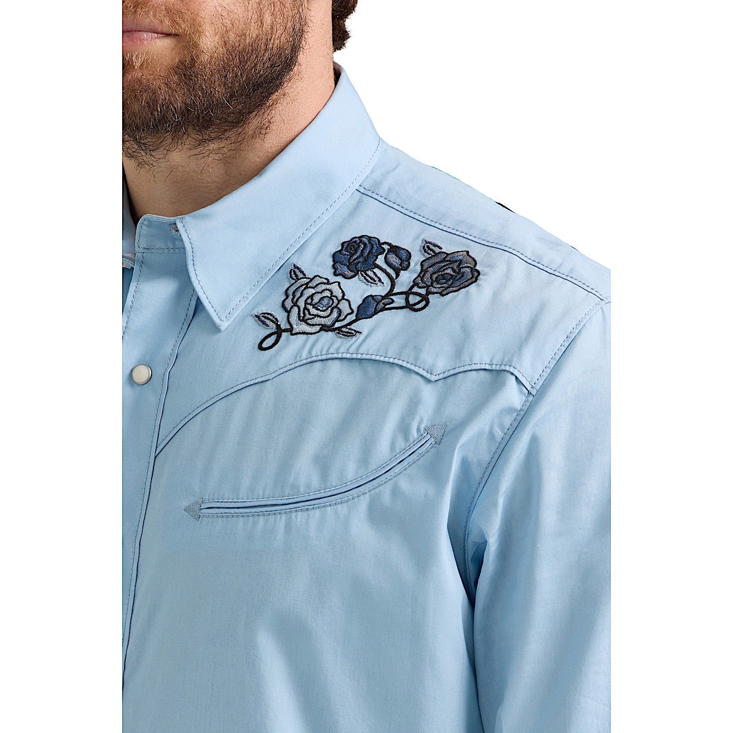 Buy Wrangler Mens Rodeo Ben Snap Front Shirt - Blue | The Stable Door