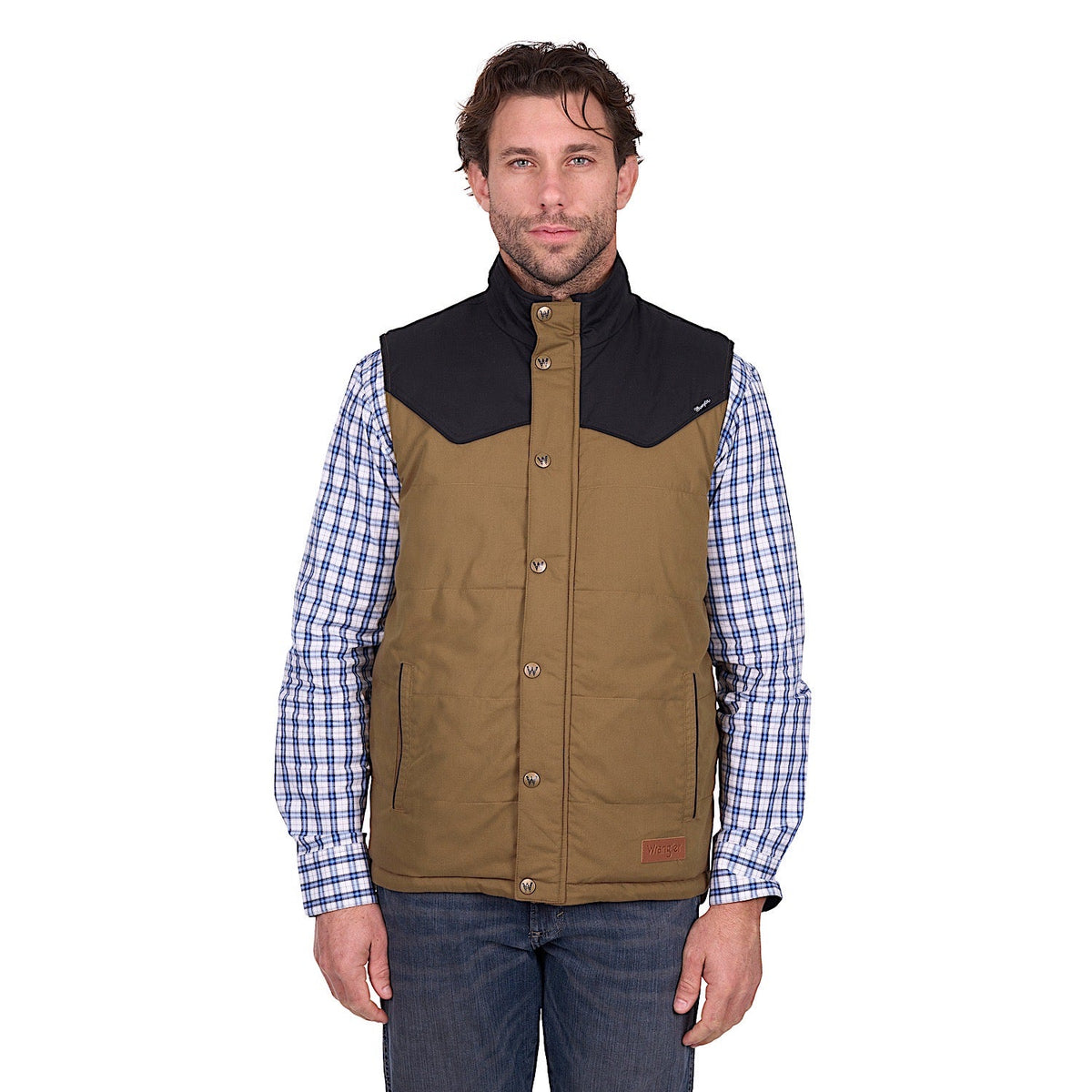 Wrangler Men’s Ruben Vest - Dark Tan/Black