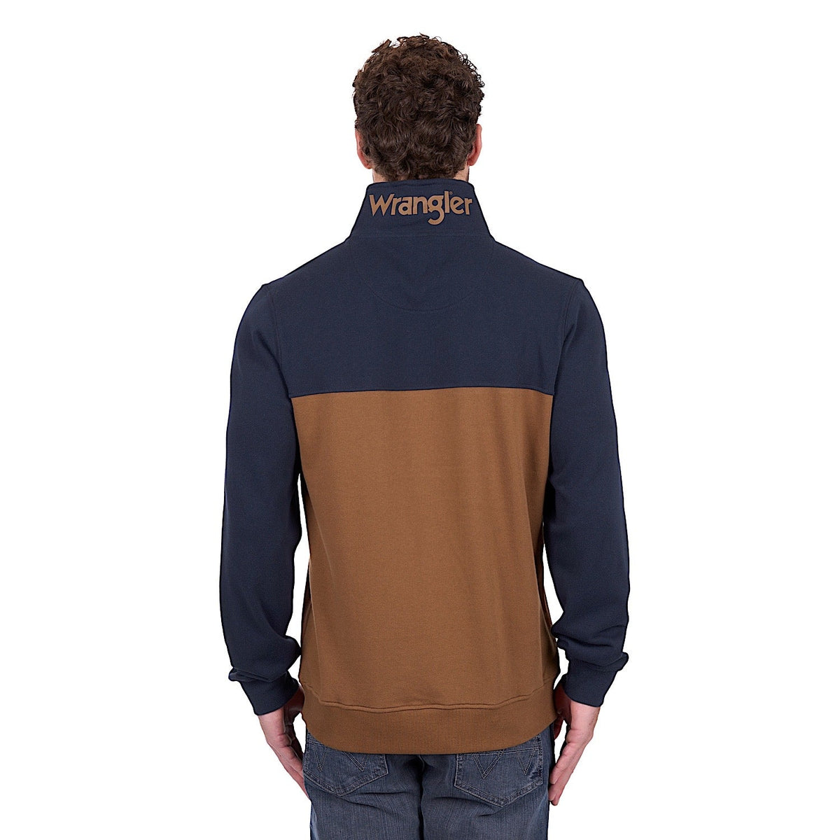 Wrangler Men’s Steve 1/4 Zip Pullover - Navy/Tan
