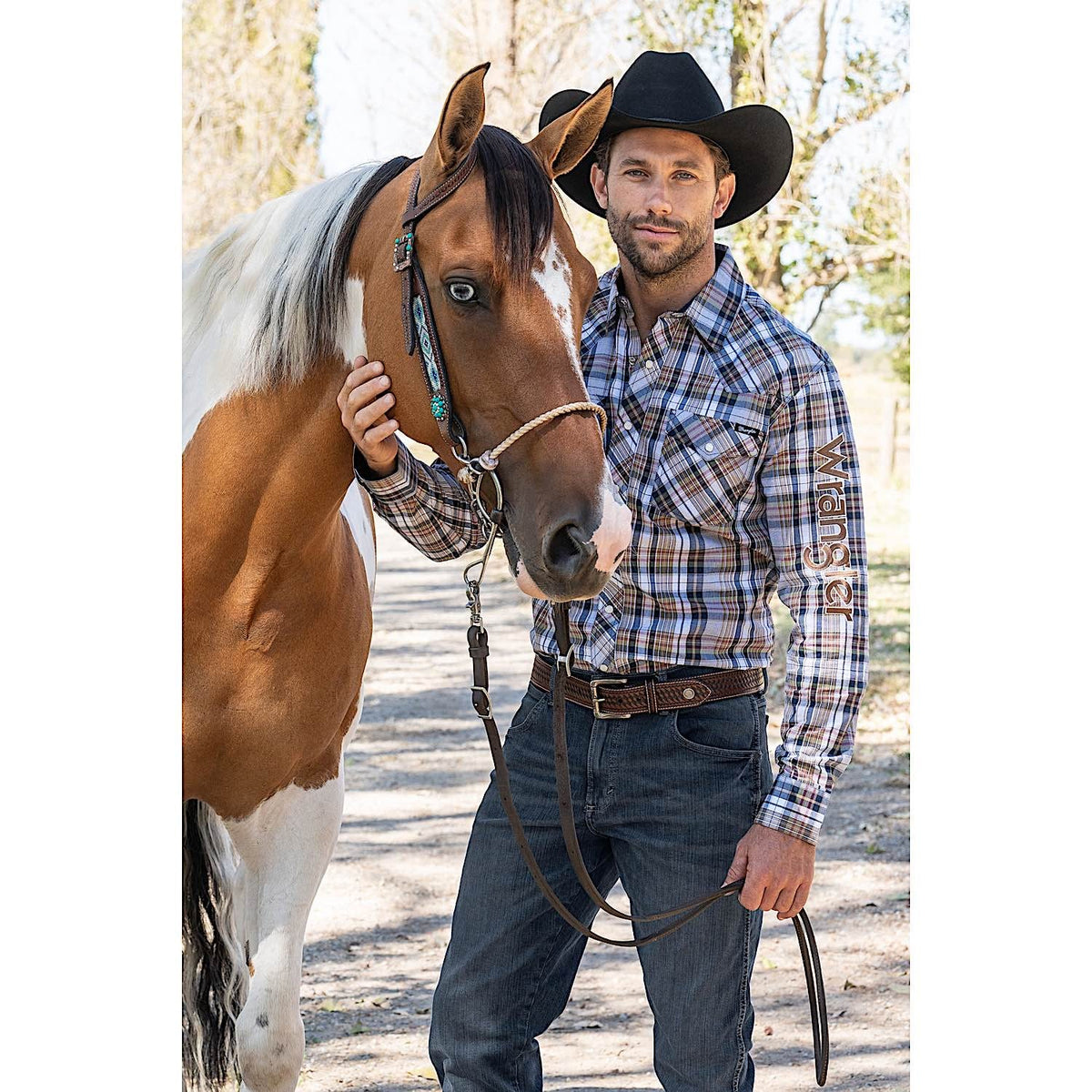 Wrangler Men’s Tom Logo Shirt Navy/Tan