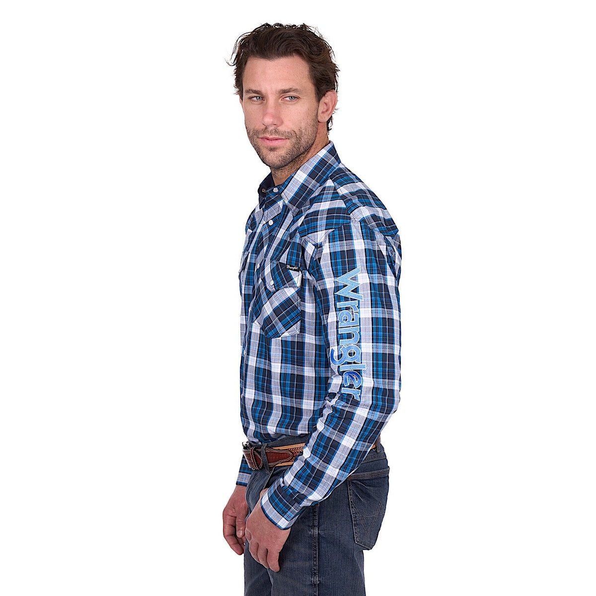 Wrangler Men’s Tony Logo Shirt - Navy/Royal