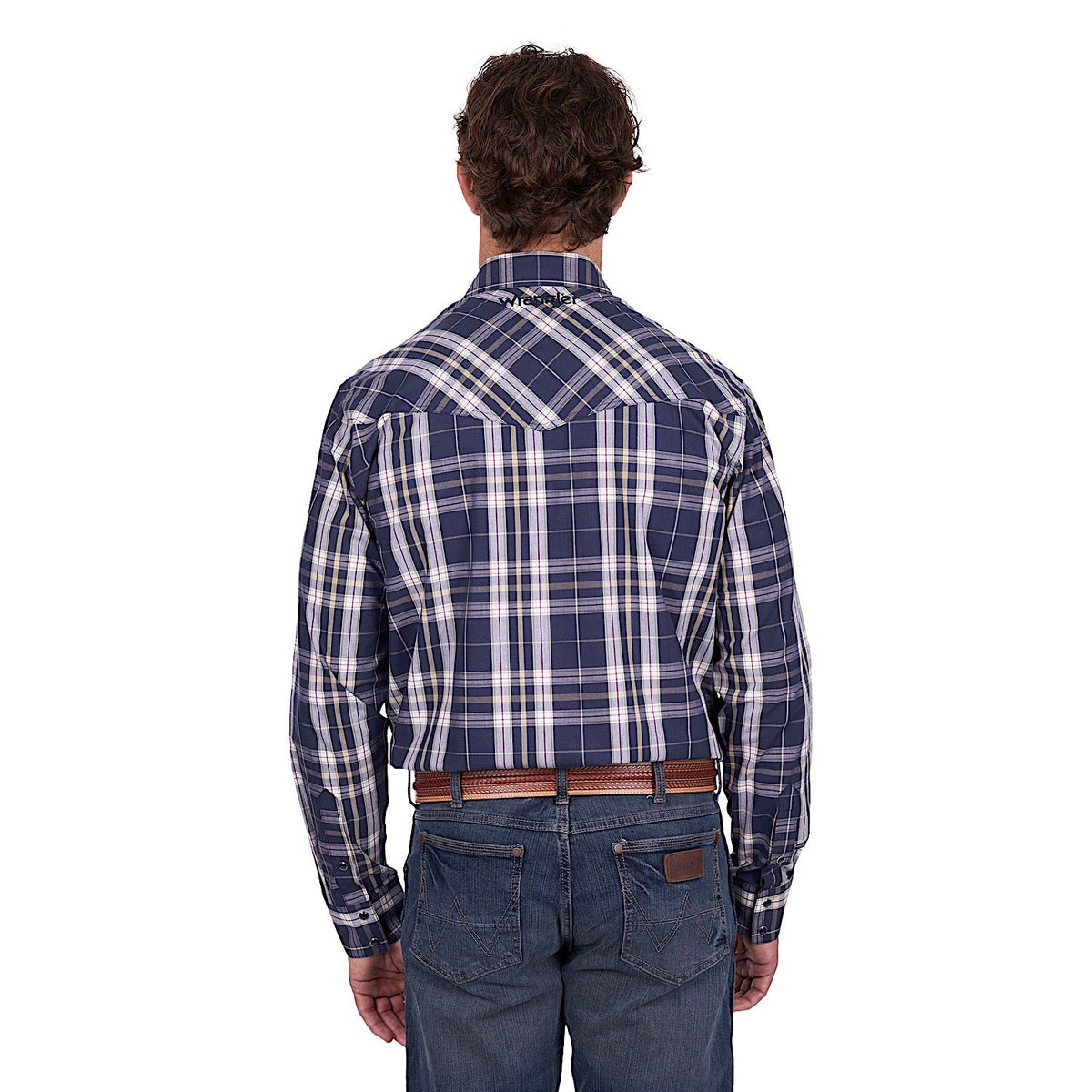 Wrangler Men’s Wayne Logo Shirt - Navy/Tan