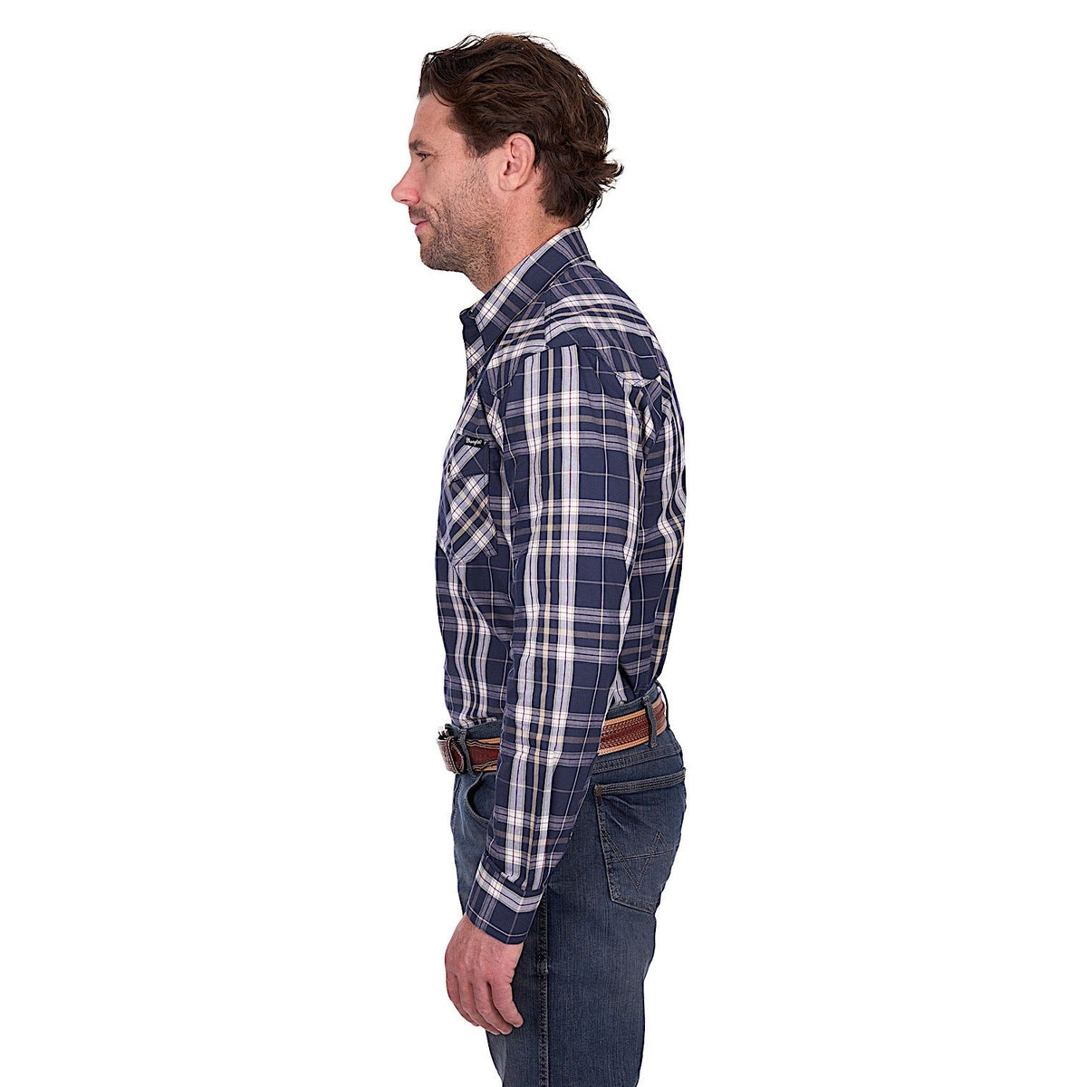 Wrangler Men’s Wayne Shirt - Navy/Tan