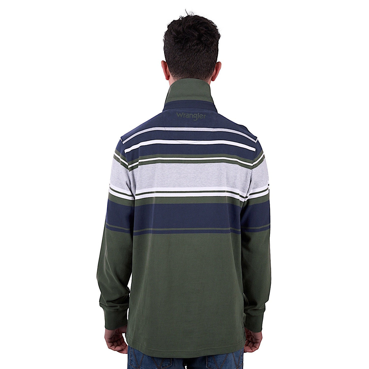 Wrangler Men’s Zane Stripe Rugby - Cypress/Navy