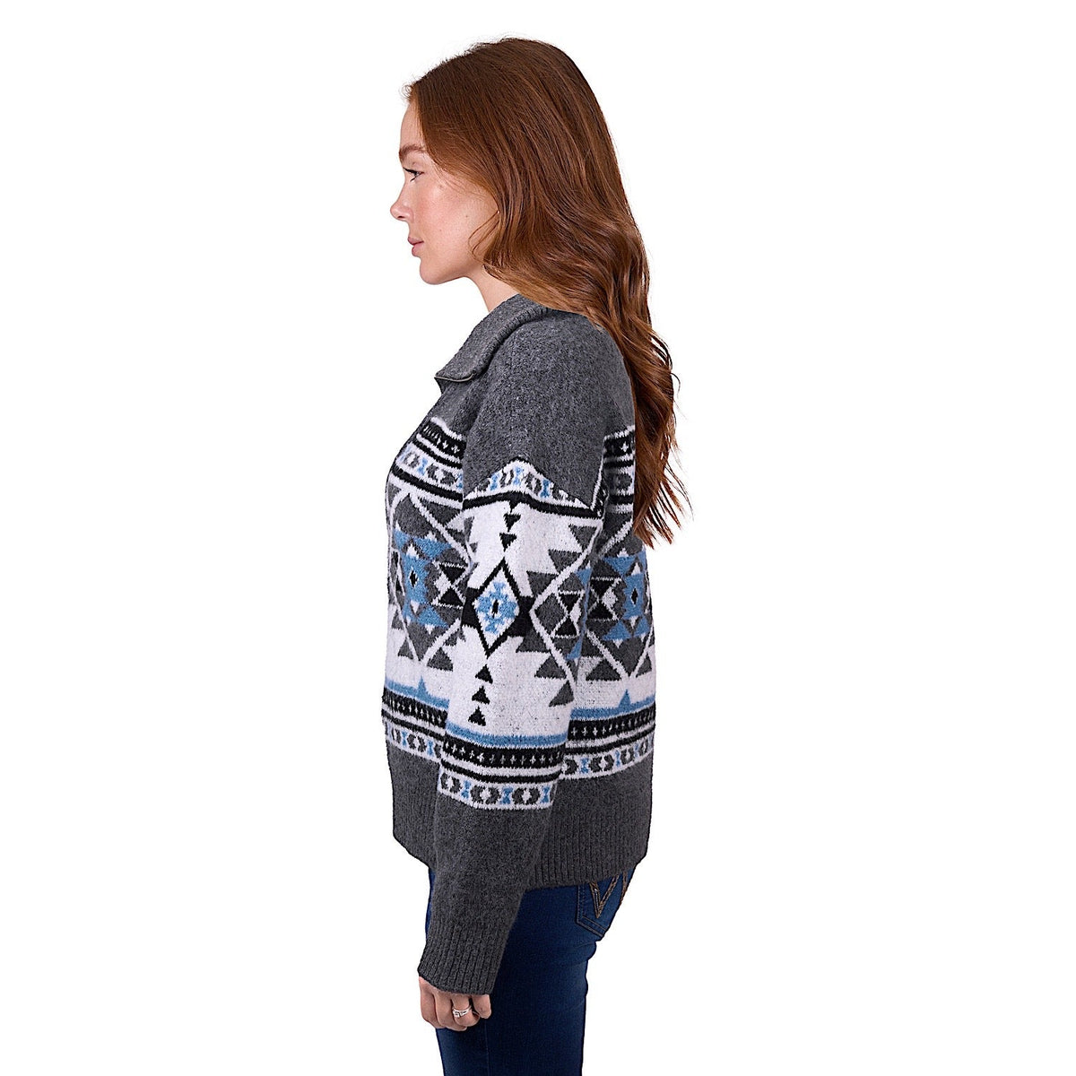 Wrangler Women’s Angie 1/4 Zip Knitted Pullover - Charcoal