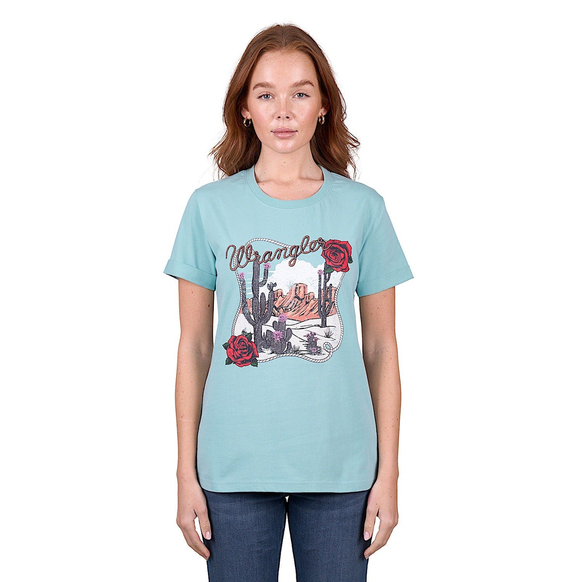 Wrangler Women’s Athena Short Sleeve Tee - Light Blue