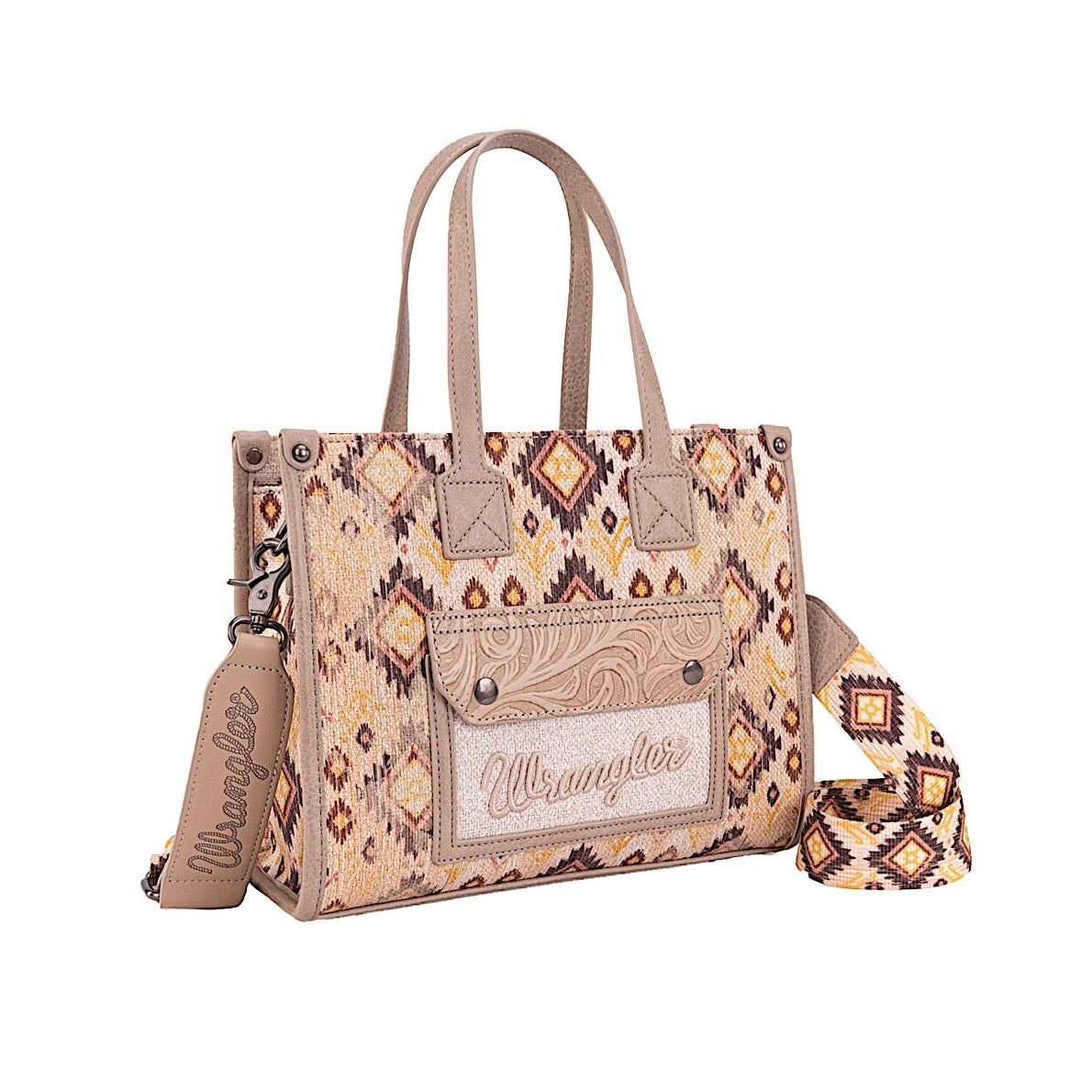 Wrangler Women’s Aztec Crossbody Tote Bag - Camel