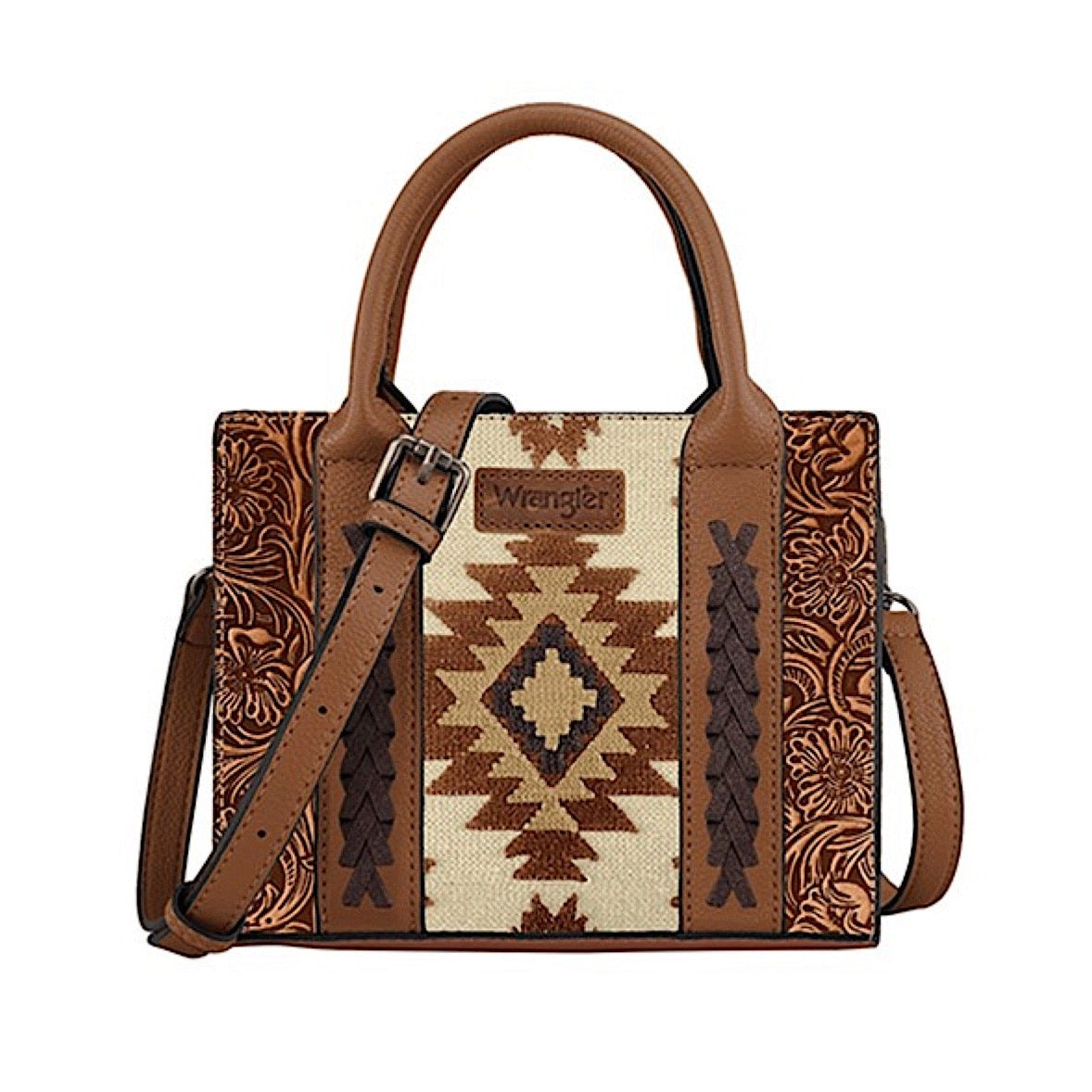 Wrangler Women’s Aztec Tooled Crossbody Bag - Tan