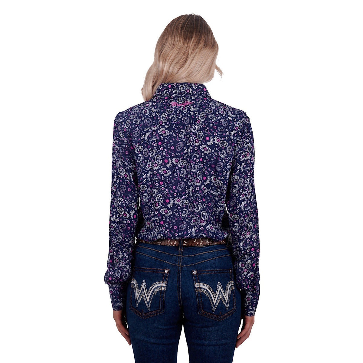 Wrangler Womens Beth Print L/S Shirt Navy