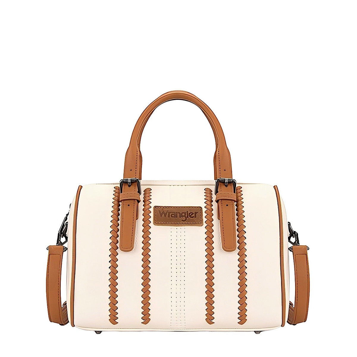 Wrangler Women’s Boston Stitch Barrel Bag - Natural/Tan